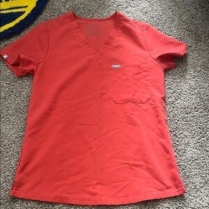 Figs burn orange v neck top